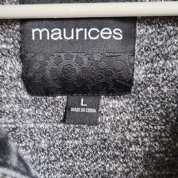 Maurices Cropped Charcoal Denim Jacket with Heathered Hoodie - Picture 2 of 6